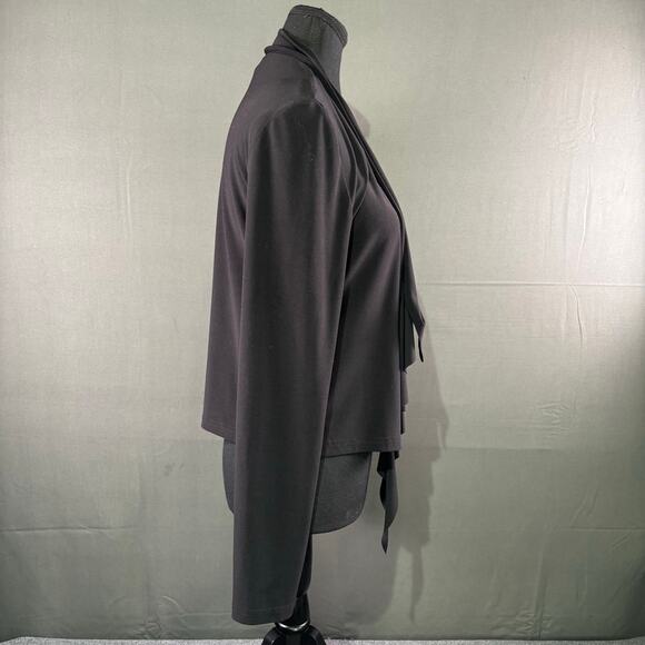 Joseph Ribkoff Jacket Women 6 Open Front Waterfall Cardigan Formal Midi Black - Picture 4 of 13